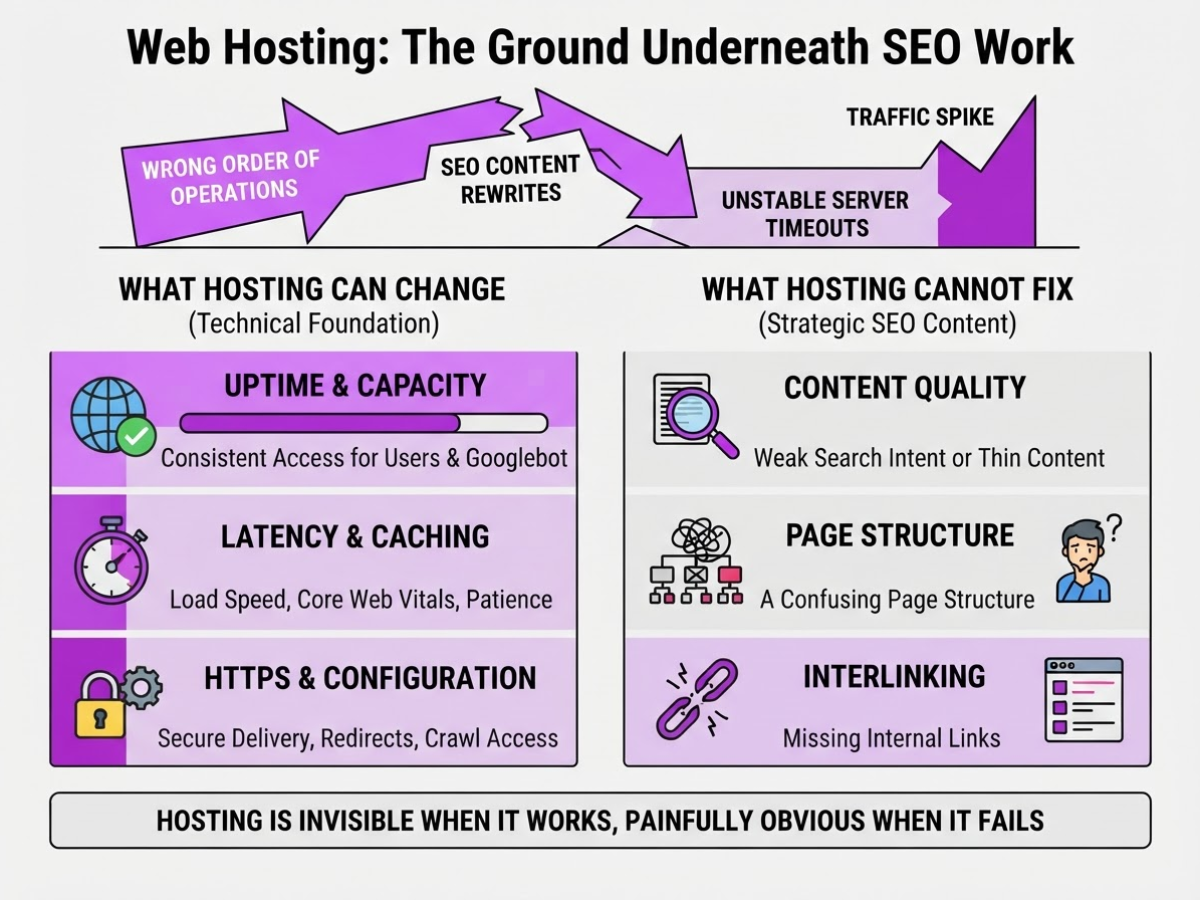 What Web Hosting Changes in SEO, covering distinguish direct technical effects from indirect.