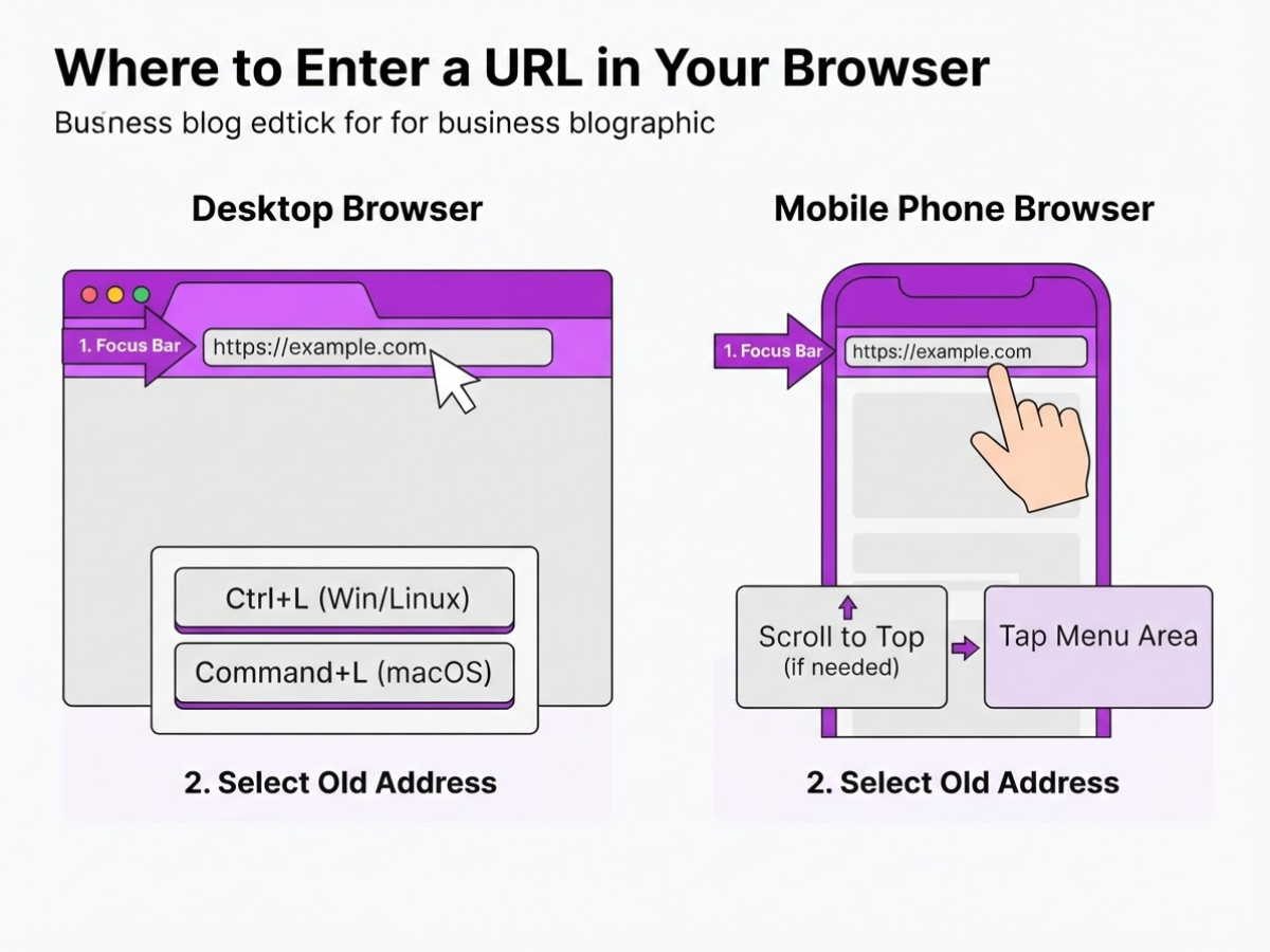 Where to Enter a URL in Your Browser, covering explain how to click the address.