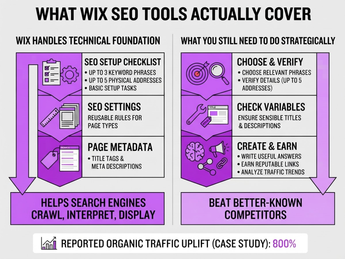 What Wix SEO Tools Actually Cover, covering separate wix s built-in controls from.