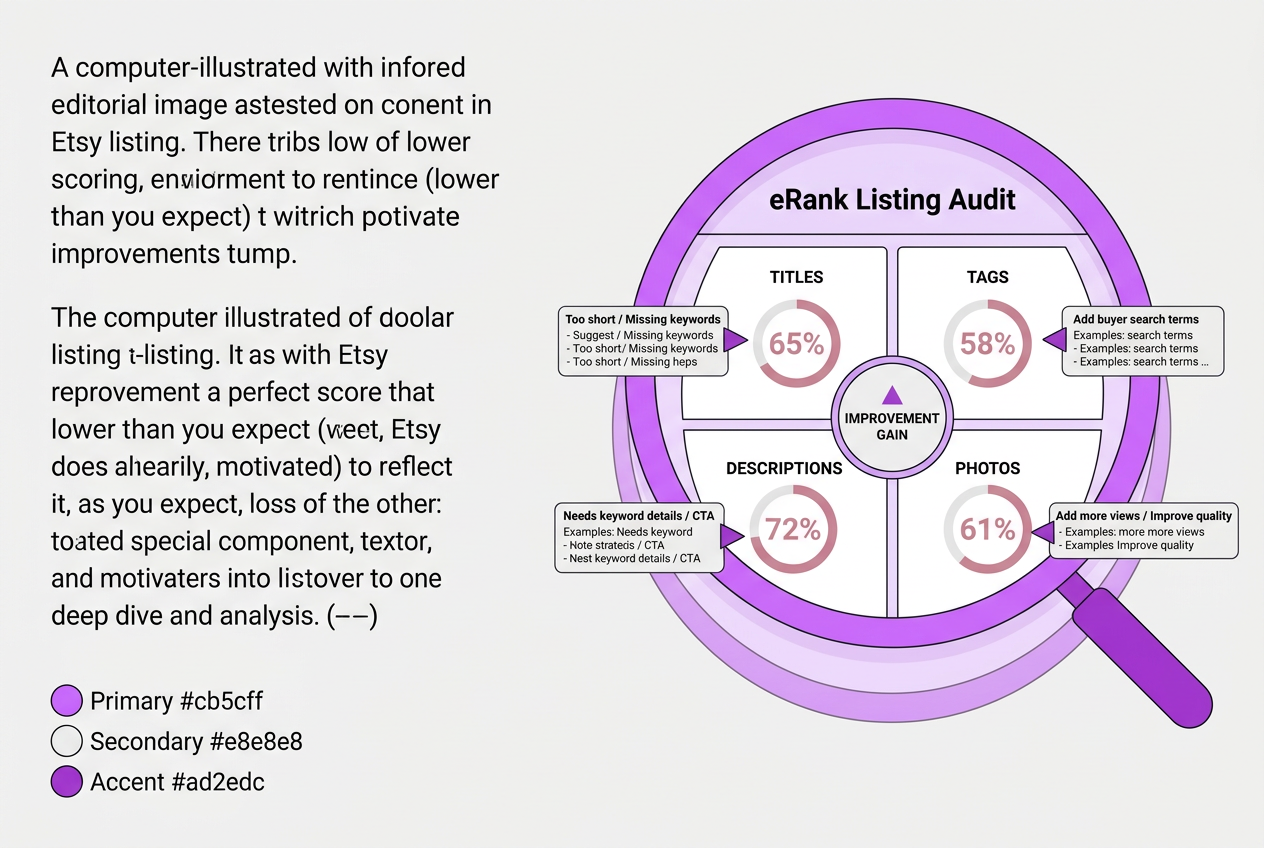 Optimizing Your Etsy Listings Using eRank’s Listing Audit and Shop Analyzer, covering understanding listing audit scoring of titles.