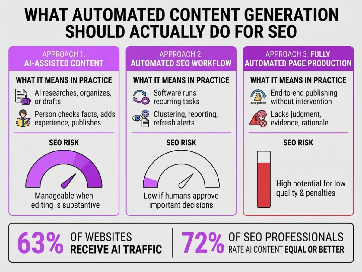 What Automated Content Generation Should Actually Do for SEO, covering explain the difference between ai-assisted content.