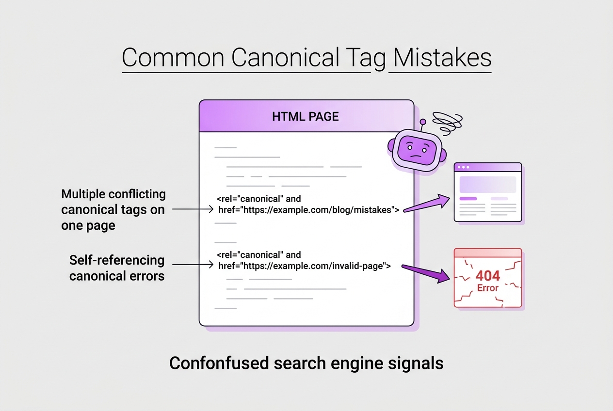Common Canonical Tag Mistakes to Avoid, covering using relative urls instead of absolute.