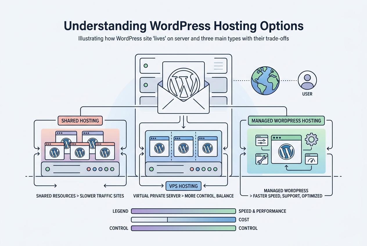 Understanding WordPress Hosting Options, covering define web hosting and its role.