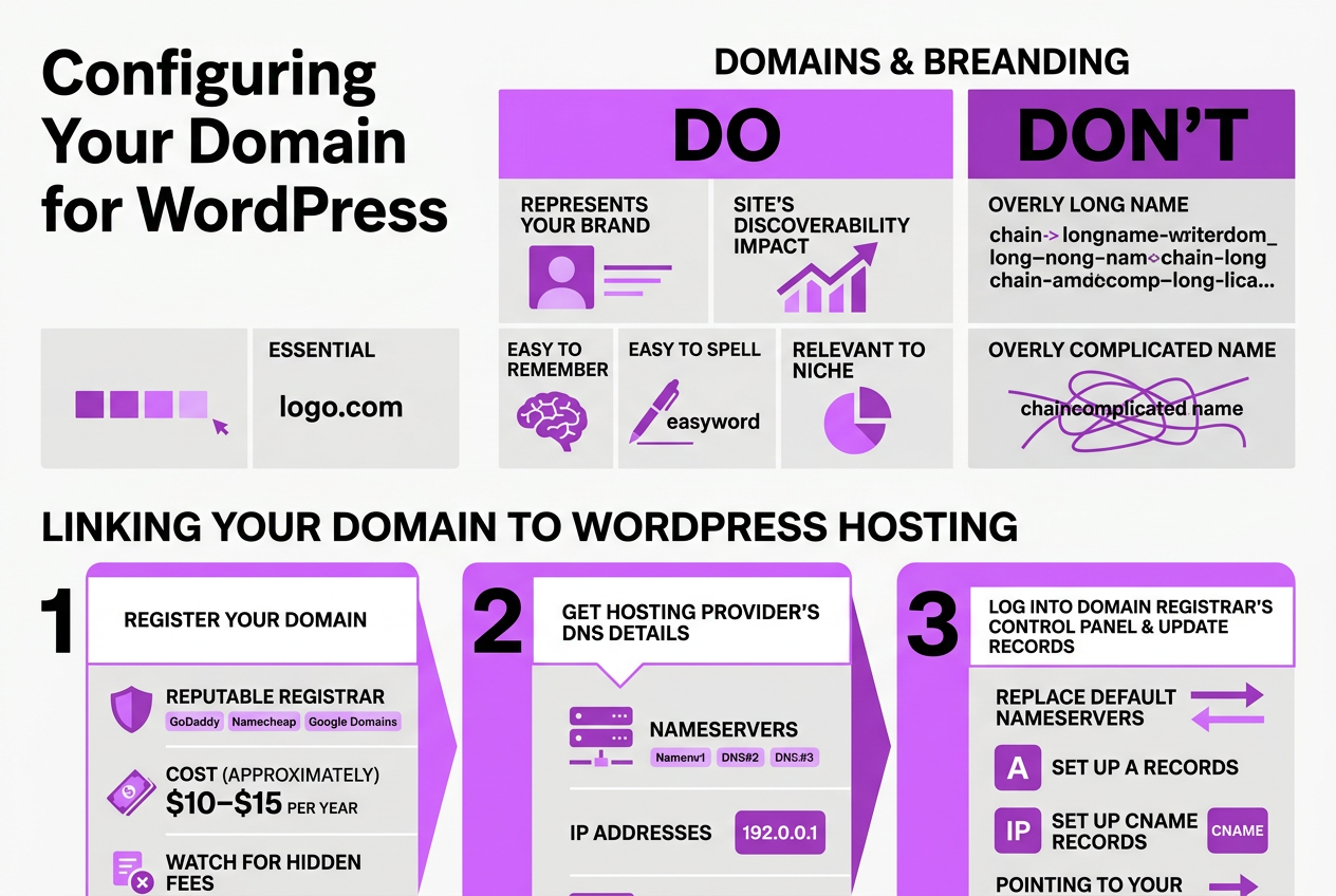 Configuring Your Domain for WordPress, covering how to register a domain name.