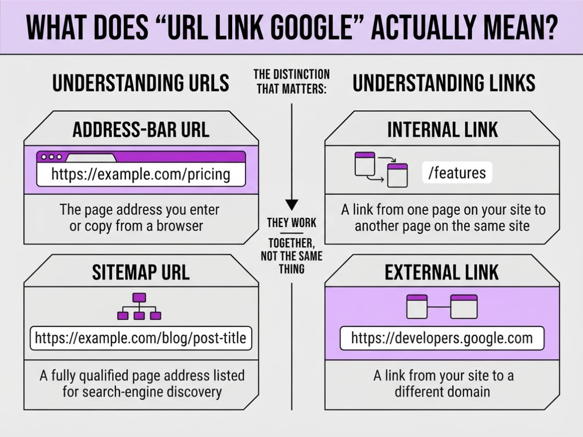 What Does “URL Link Google” Actually Mean, covering define url as the address of.