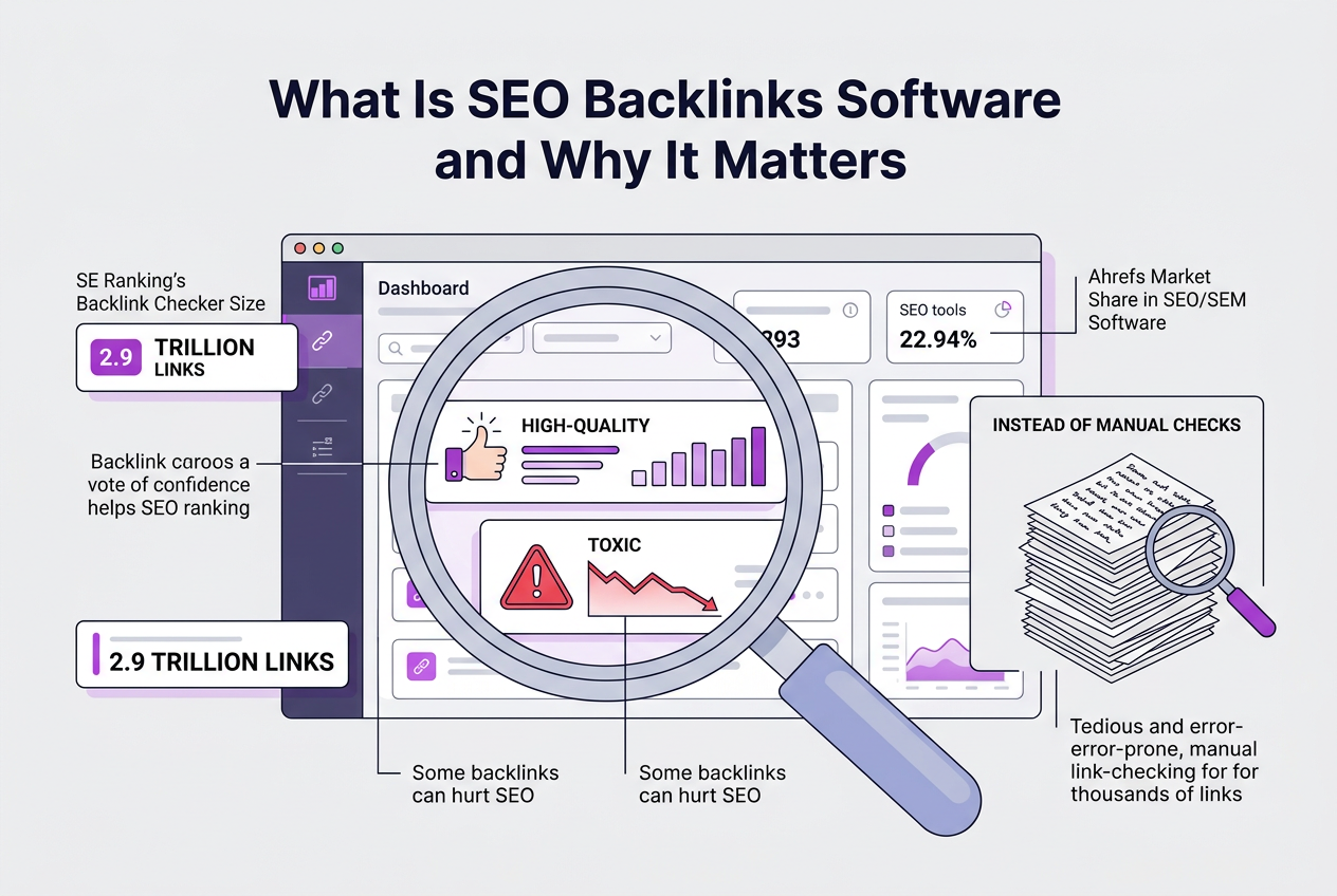 What Is SEO Backlinks Software and Why It Matters, covering definition of backlinks and backlink software.