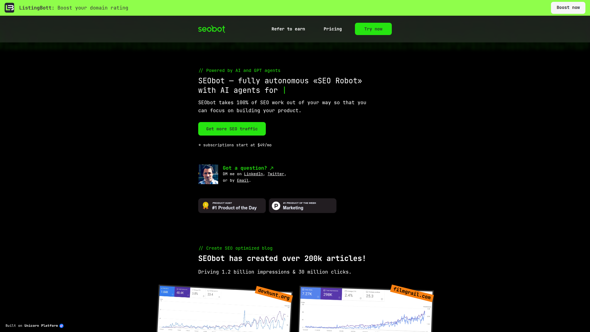 Screenshot of SeoBotAI