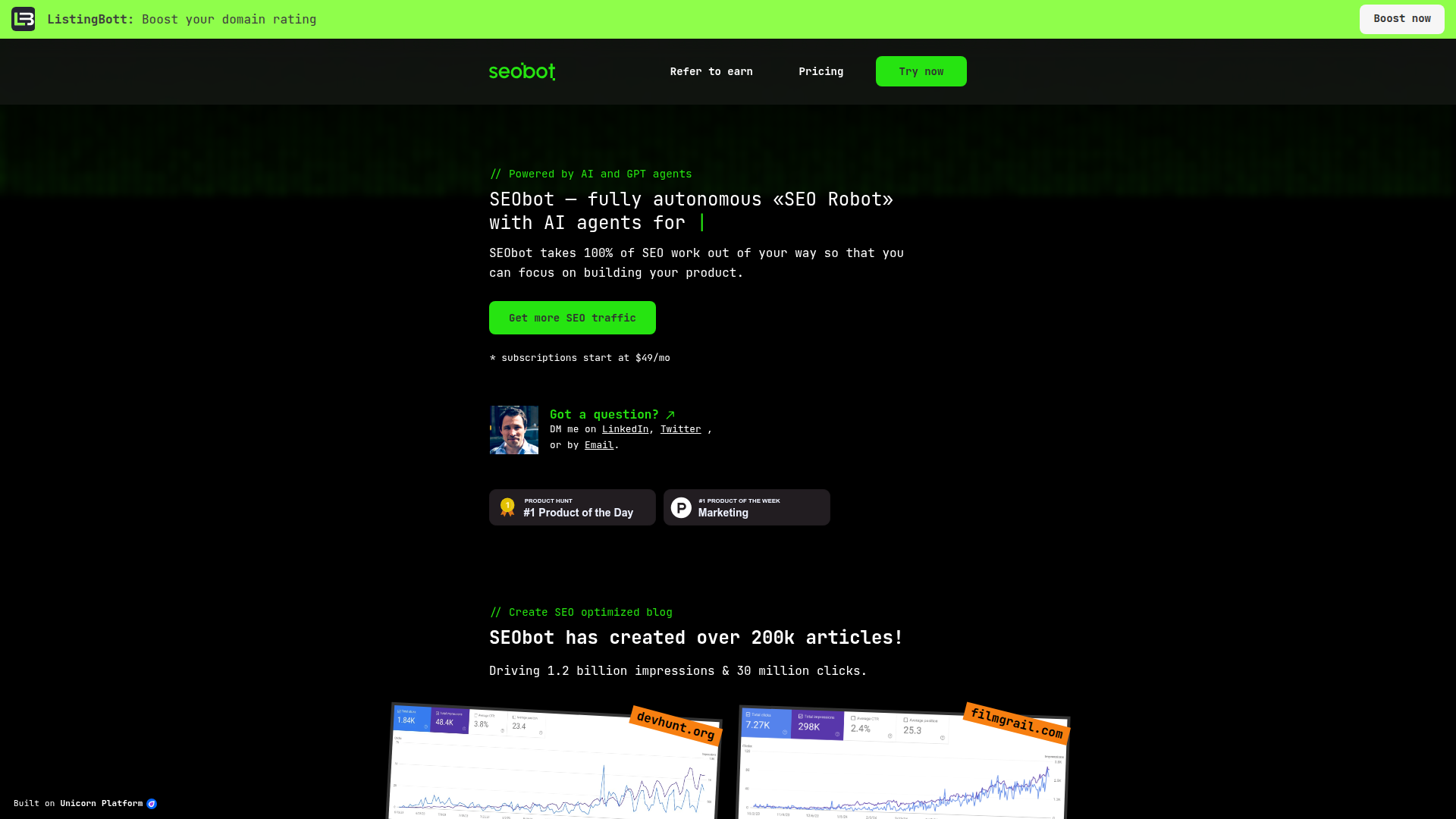 Screenshot of SEOBotAI